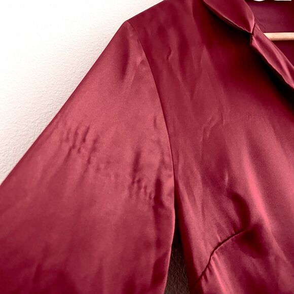 Vintage 90s Victoria Secret Size S Satin Sleep Shirt Burgundy Red Button Up - Picture 11 of 16